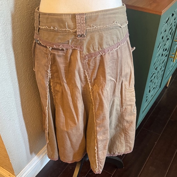 Women's distressed A-Line Skirt in Tan with embroidery and so many details! EUC - Picture 12 of 16